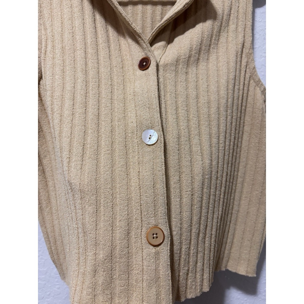 MADEWELL Ribbed Vest Top Sz L Coastal Grandmother Terry Cloth Cottagecore Boho - Picture 5 of 12